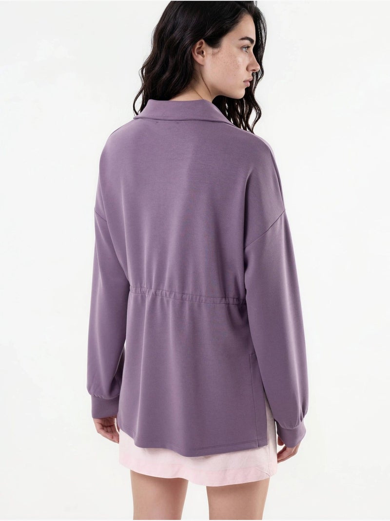 Sweatshirt com gola com fecho e cintura ajustável busem Malva - Kiabi