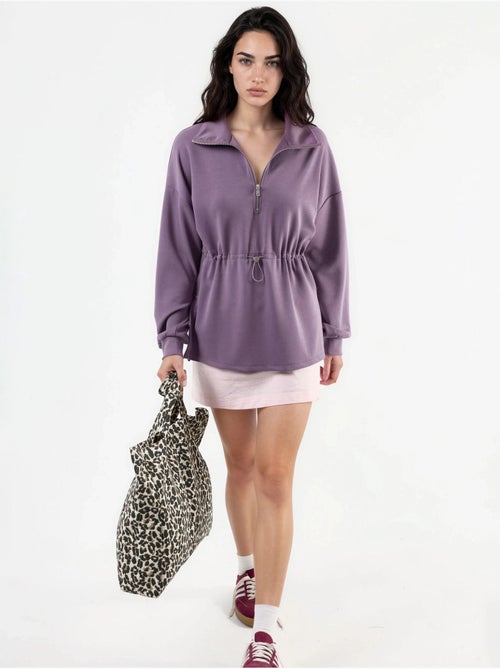Sweatshirt com gola com fecho e cintura ajustável busem - Kiabi Sweatshirt com gola com fecho e cintura ajustável busem - Kiabi