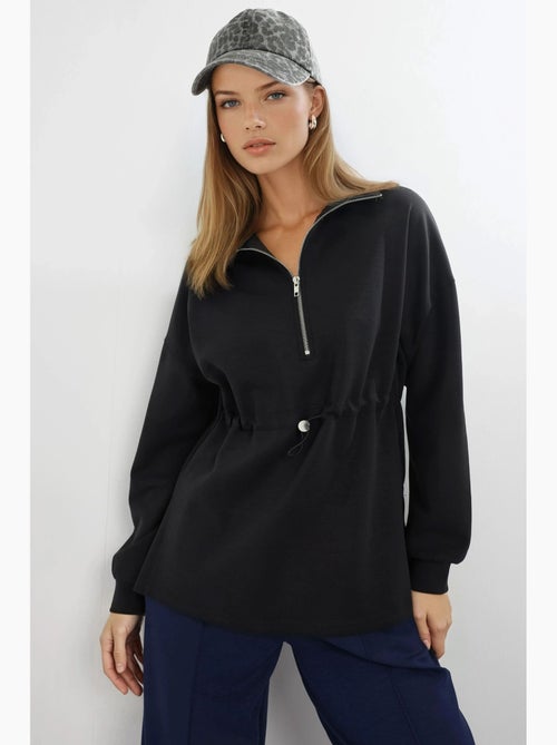 Sweatshirt com gola com fecho e cintura ajustável busem - Kiabi