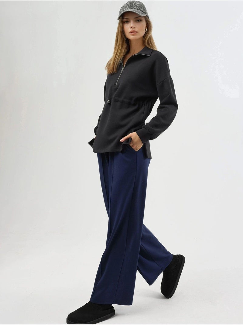 Sweatshirt com gola com fecho e cintura ajustável busem Preto - Kiabi