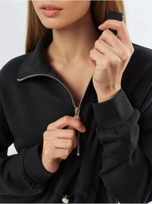 Sweatshirt com gola com fecho e cintura ajustável busem - Kiabi