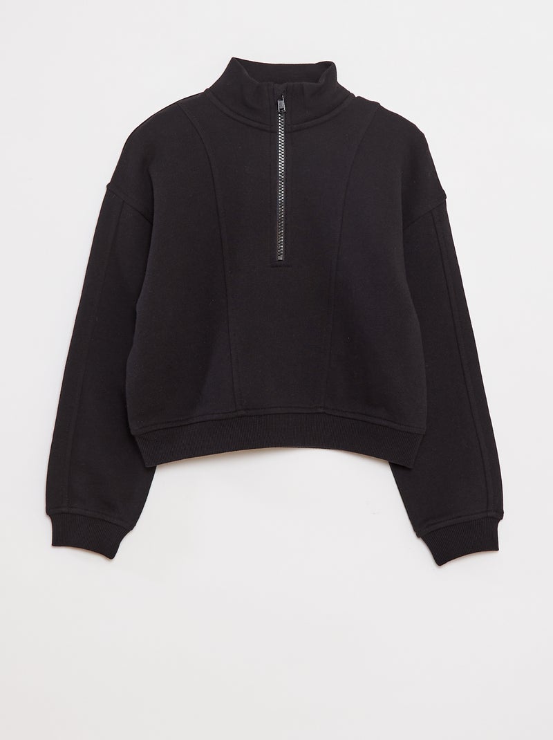 Sweatshirt com gola com fecho Preto - Kiabi