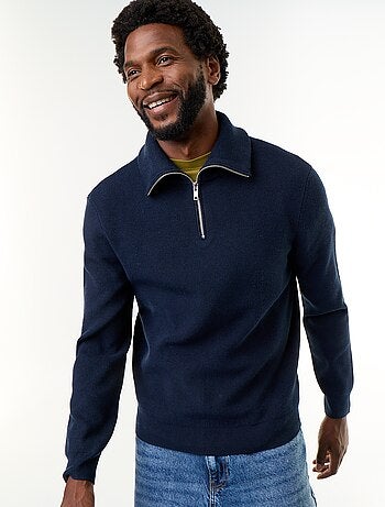 Sweatshirt com gola de camionista e fecho