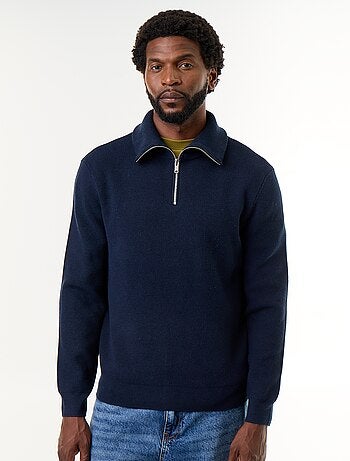 Sweatshirt com gola de camionista e fecho
