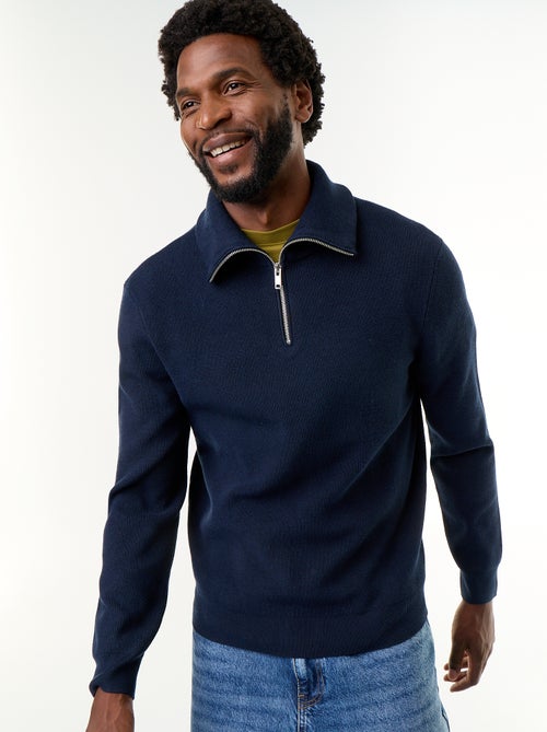 Sweatshirt com gola de camionista e fecho - Kiabi