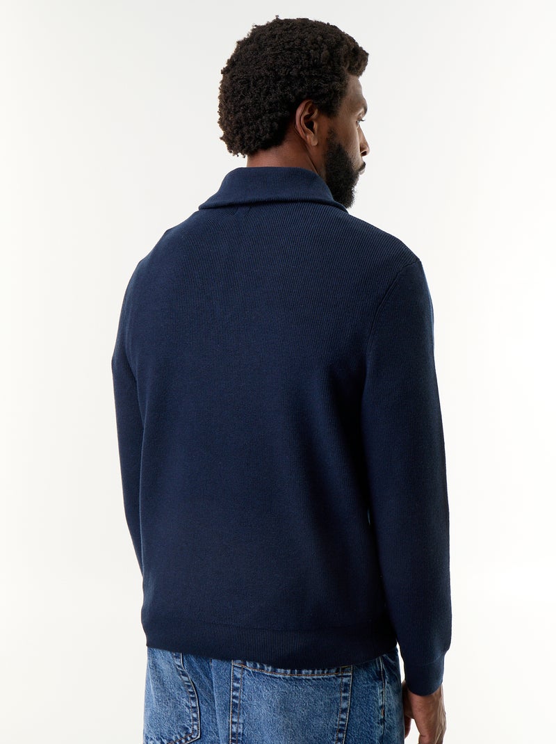 Sweatshirt com gola de camionista e fecho Azul - Kiabi