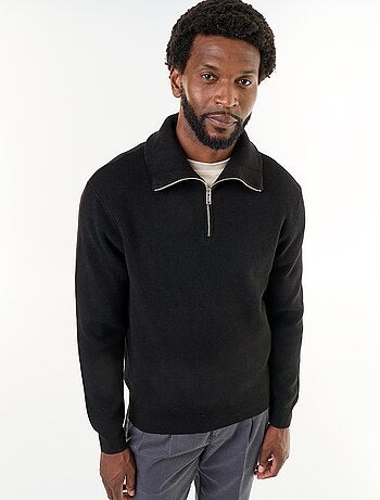 Sweatshirt com gola de camionista e fecho