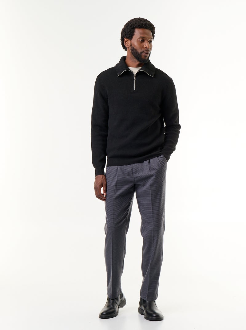 Sweatshirt com gola de camionista e fecho Preto - Kiabi