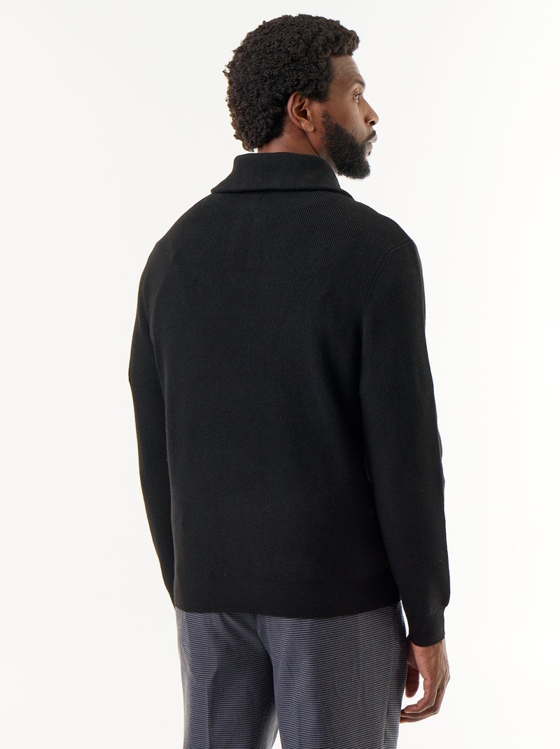 Sweatshirt com gola de camionista e fecho Preto - Kiabi