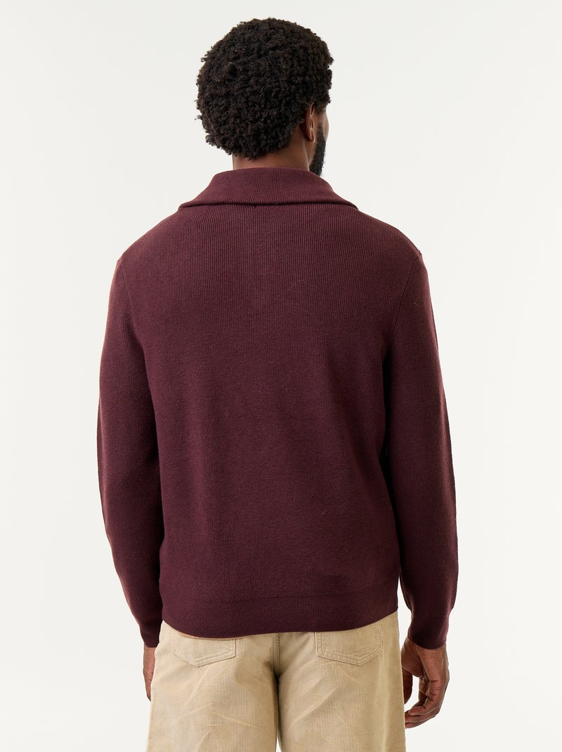 Sweatshirt com gola de camionista e fecho Vermelho - Kiabi
