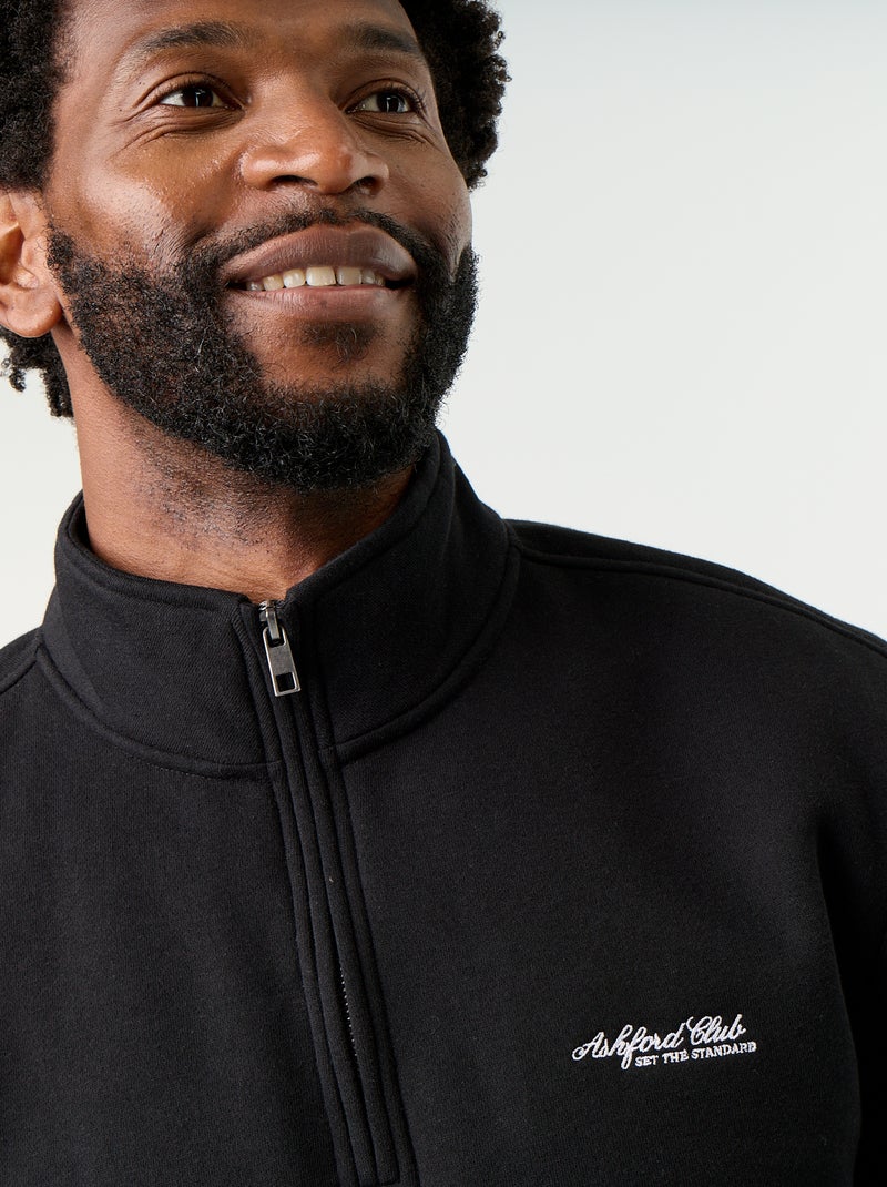 Sweatshirt com gola de camionista Preto - Kiabi