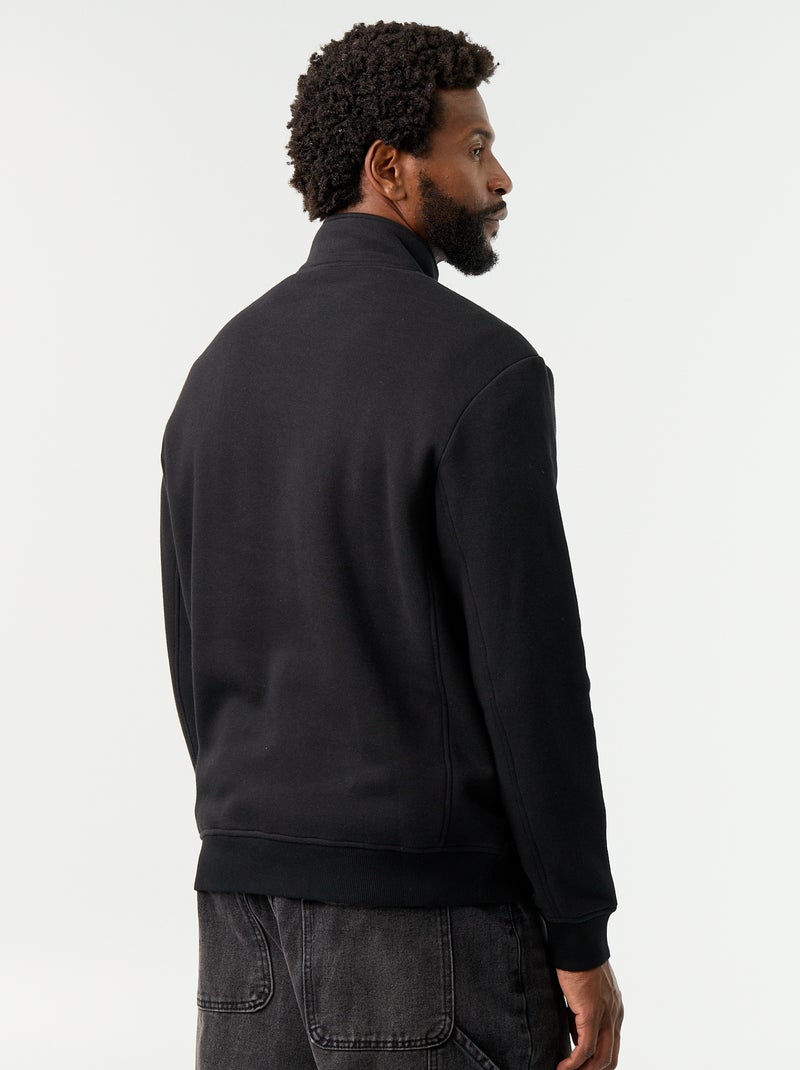 Sweatshirt com gola de camionista Preto - Kiabi