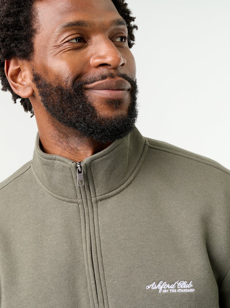Sweatshirt com gola de camionista Verde - Kiabi