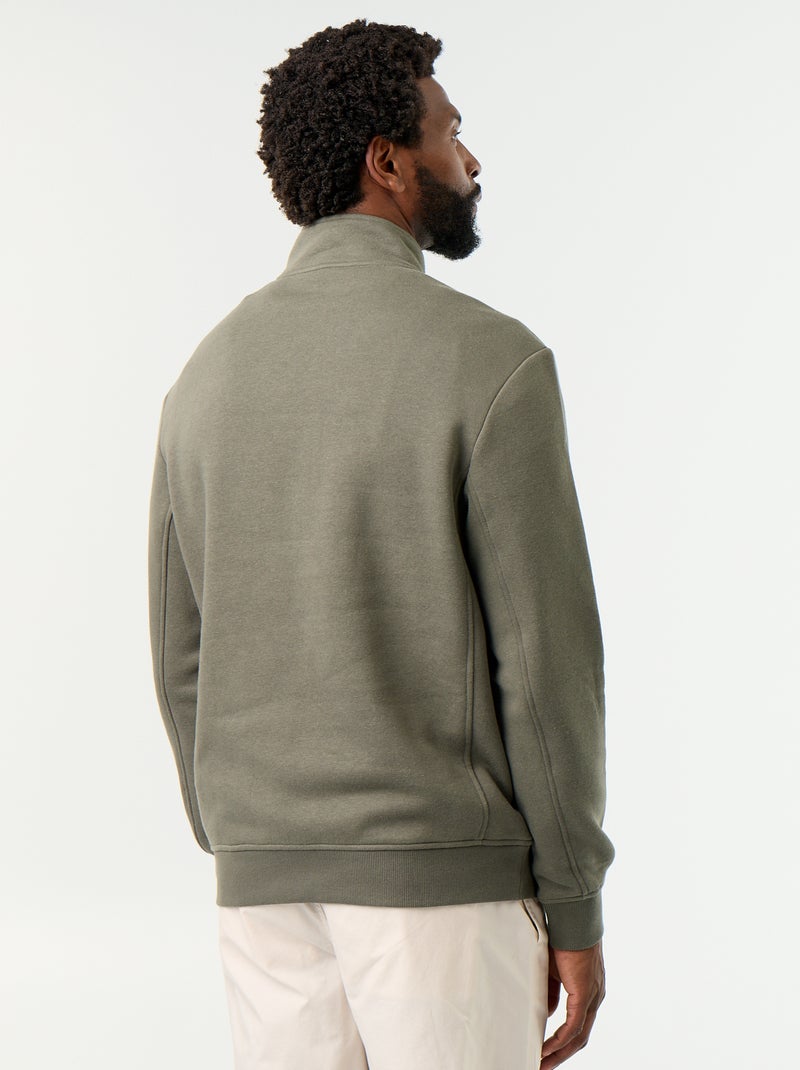 Sweatshirt com gola de camionista Verde - Kiabi