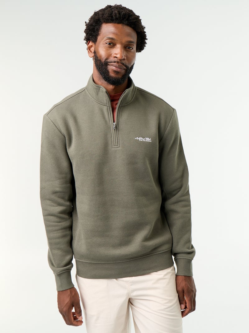 Sweatshirt com gola de camionista Verde - Kiabi