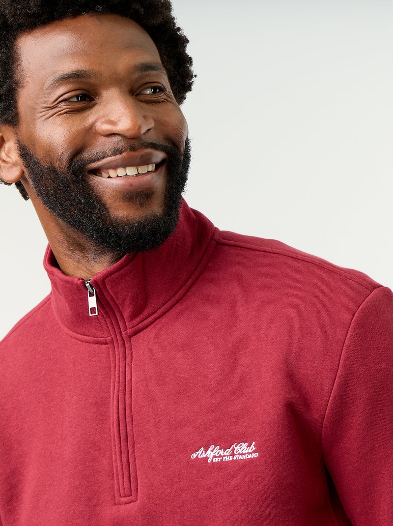 Sweatshirt com gola de camionista Vermelho - Kiabi