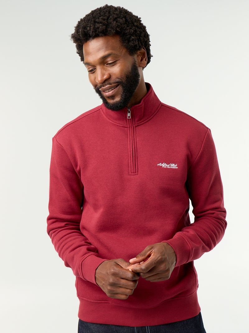 Sweatshirt com gola de camionista Vermelho - Kiabi