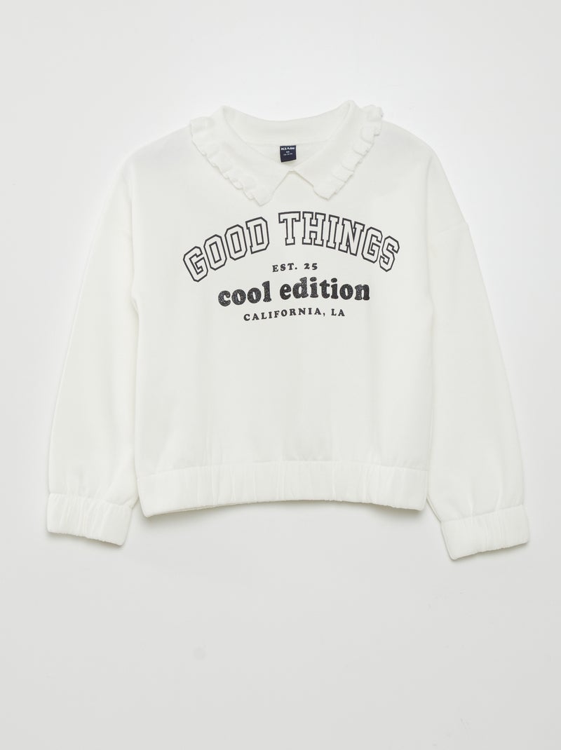Sweatshirt com gola de fantasia BEGE - Kiabi