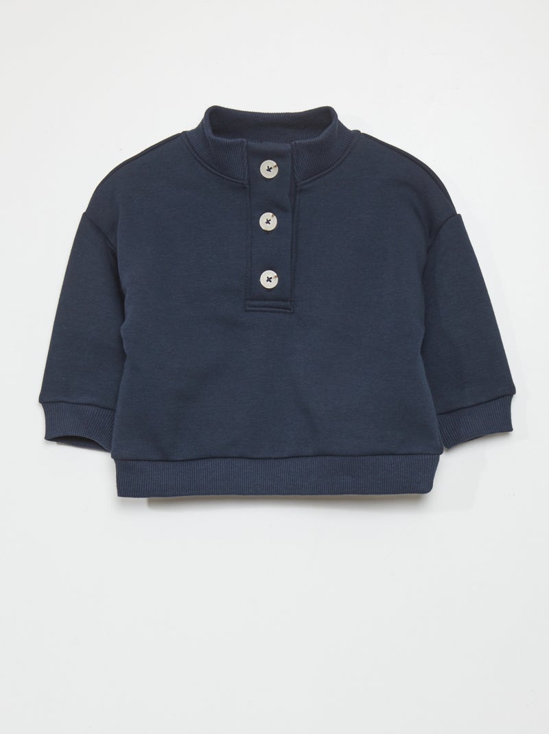 Sweatshirt com gola de fecho - Sempre + suave AZUL - Kiabi