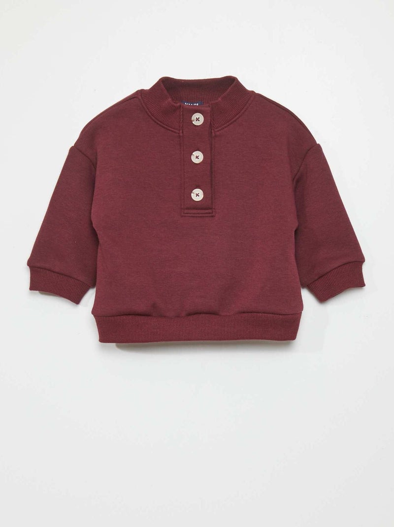 Sweatshirt com gola de fecho - Sempre + suave VERMELHO - Kiabi
