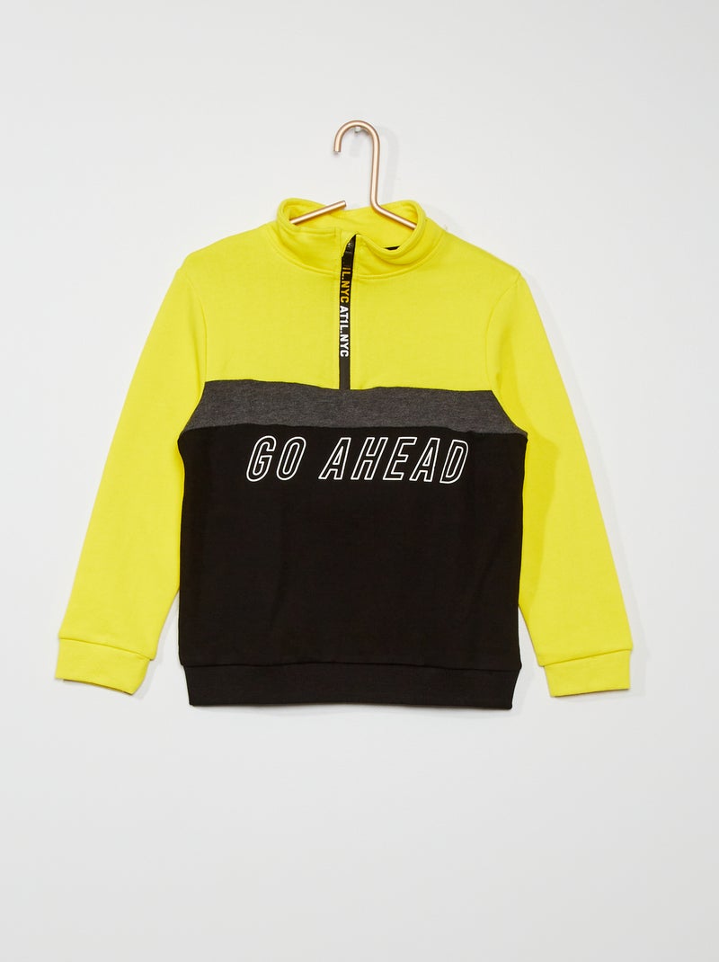 Sweatshirt com gola de fecho AMARELO - Kiabi