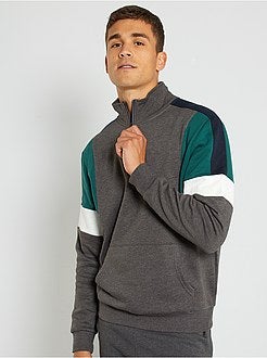 Sweatshirt com gola de fecho color-block - Kiabi
