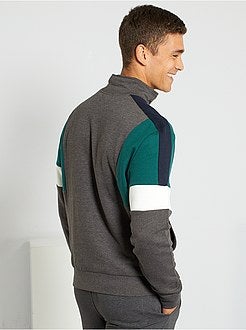 Sweatshirt com gola de fecho color-block - Kiabi
