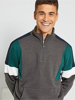Sweatshirt com gola de fecho color-block - Kiabi