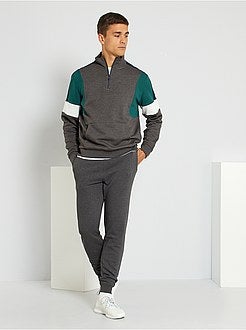 Sweatshirt com gola de fecho color-block - Kiabi