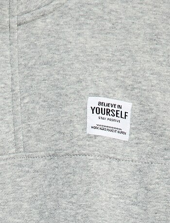 Sweatshirt com gola de fecho em moletão cardado