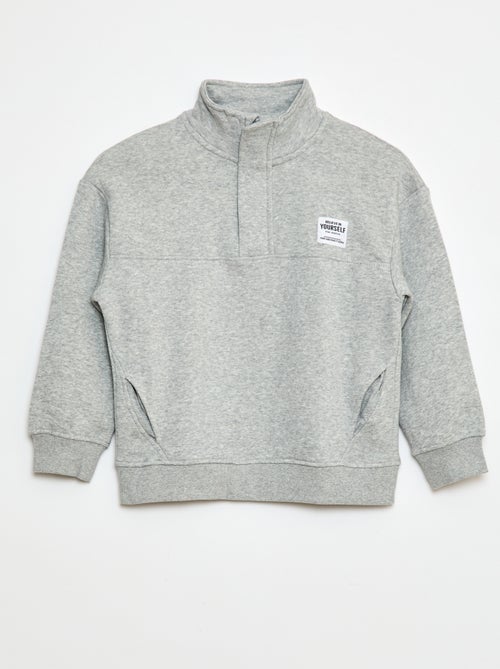 Sweatshirt com gola de fecho em moletão cardado - Kiabi