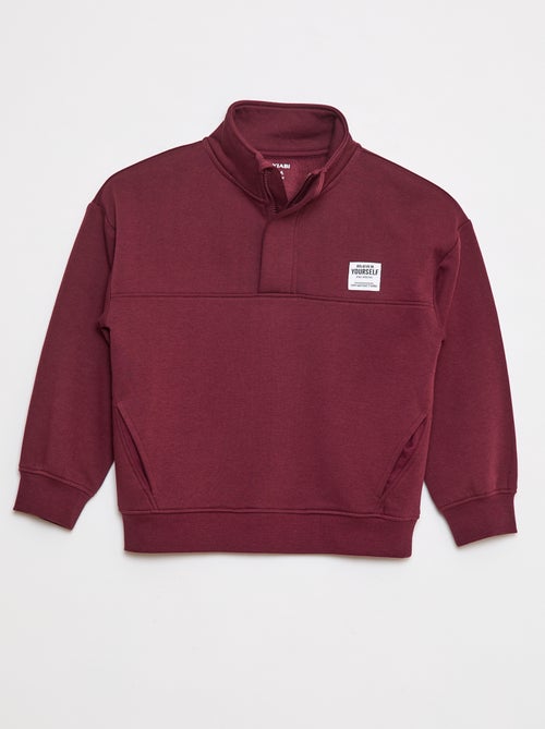 Sweatshirt com gola de fecho em moletão cardado - Kiabi