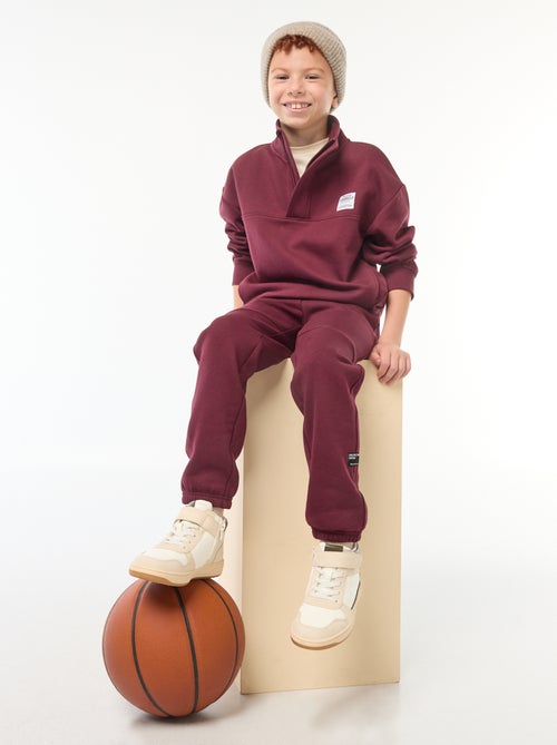 Sweatshirt com gola de fecho em moletão cardado - Kiabi