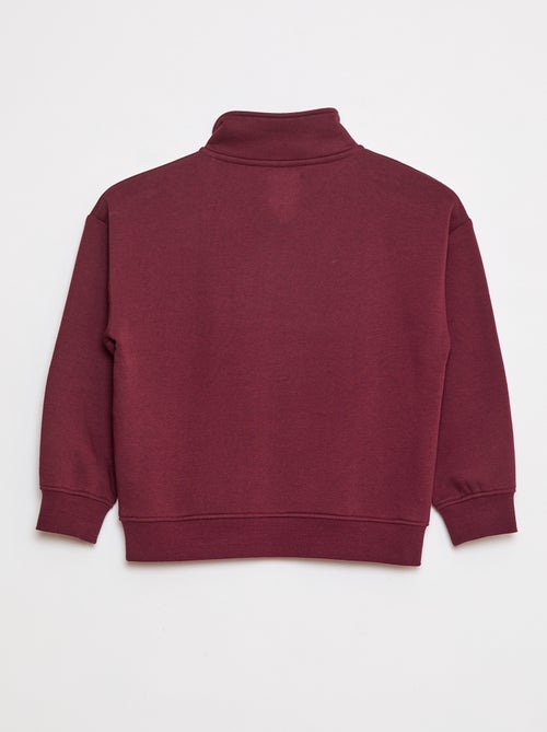 Sweatshirt com gola de fecho em moletão cardado - Kiabi