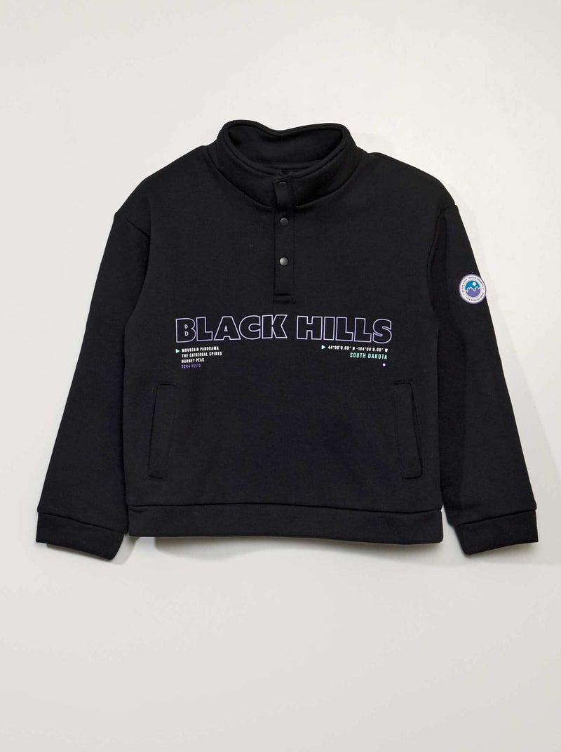 Sweatshirt com gola de fecho PRETO - Kiabi