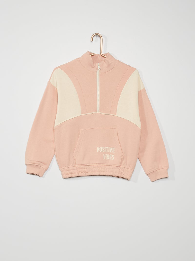 Sweatshirt com gola de fecho ROSA - Kiabi