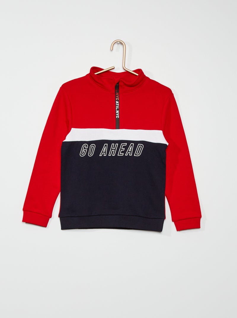 Sweatshirt com gola de fecho ROXO - Kiabi