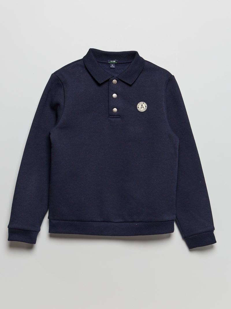 Sweatshirt com gola de polo AZUL - Kiabi