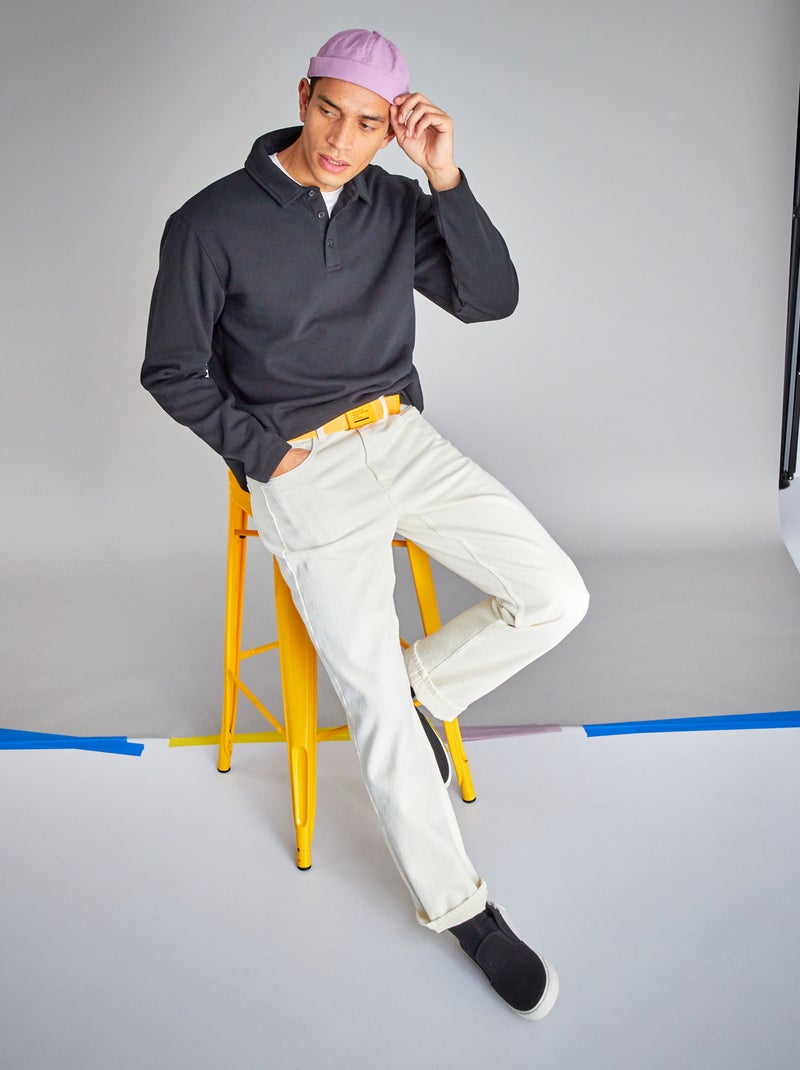 Sweatshirt com gola de polo Preto - Kiabi