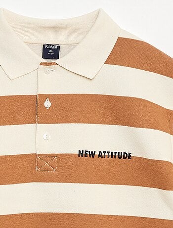 Sweatshirt com gola polo às riscas