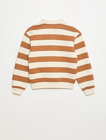 Sweatshirt com gola polo às riscas