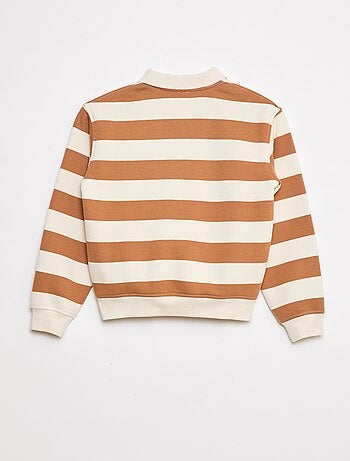 Sweatshirt com gola polo às riscas