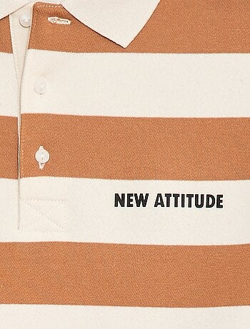 Sweatshirt com gola polo às riscas