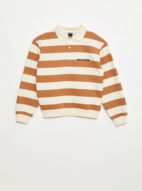 Sweatshirt com gola polo às riscas - Kiabi