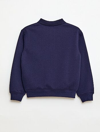 Sweatshirt com gola polo às riscas