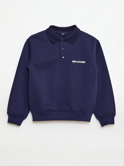 Sweatshirt com gola polo às riscas - Kiabi