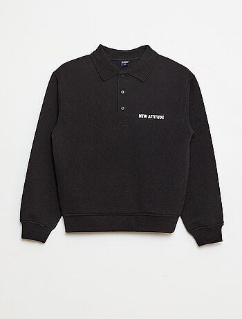 Sweatshirt com gola polo às riscas