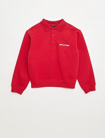 Sweatshirt com gola polo às riscas
