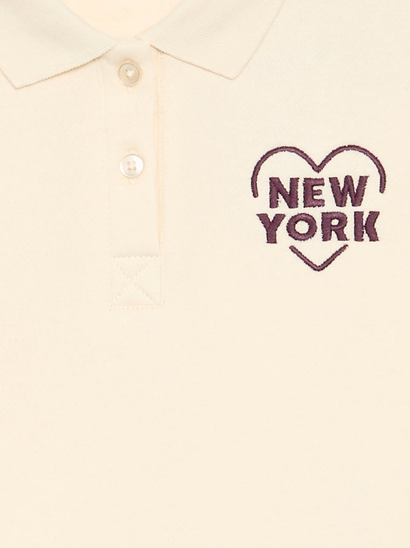Sweatshirt com gola polo Branco - Kiabi