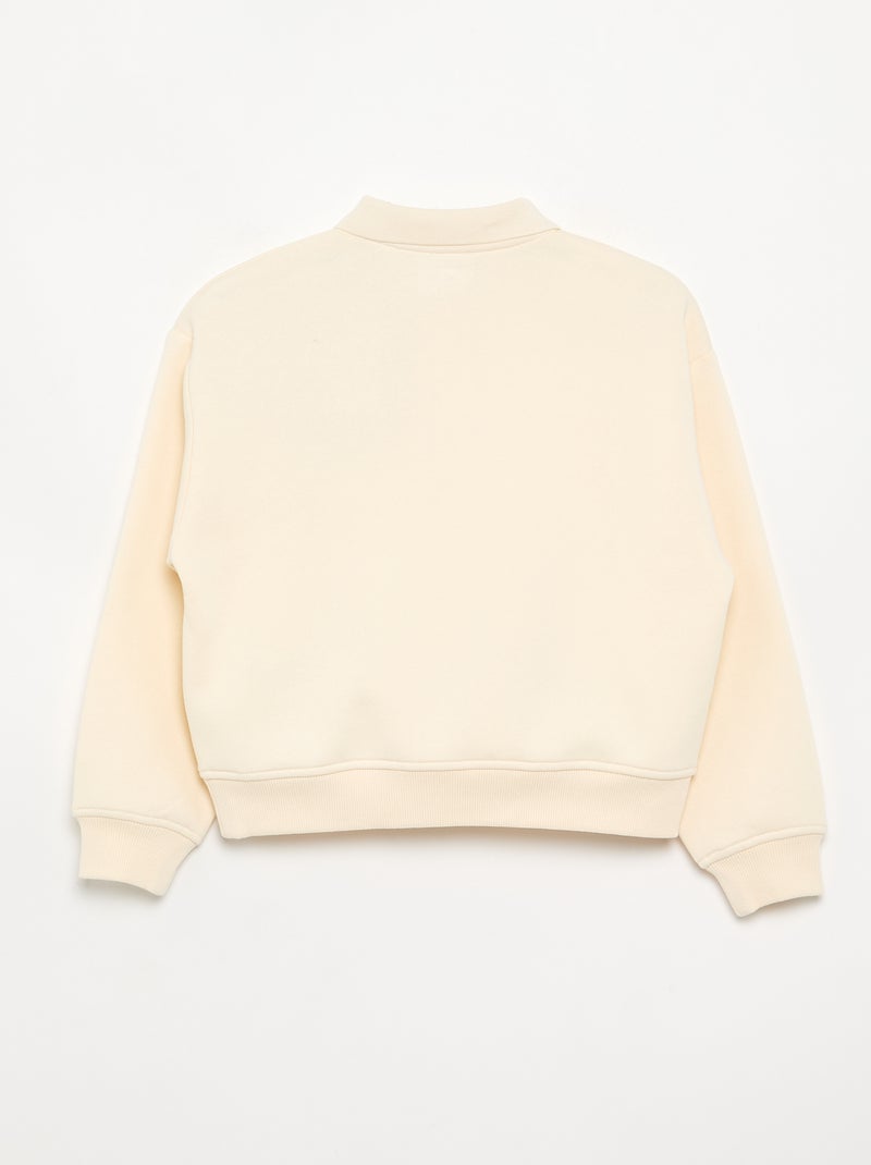 Sweatshirt com gola polo Branco - Kiabi